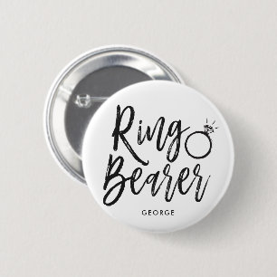 Ringbearer Script Style Custom Wedding Button
