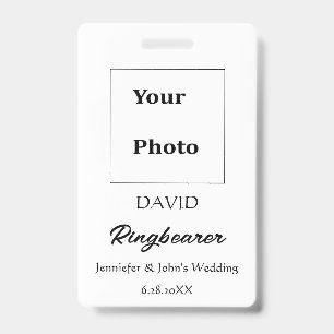 Ringbearer Simple Minimal Custom Name Wedding  Badge
