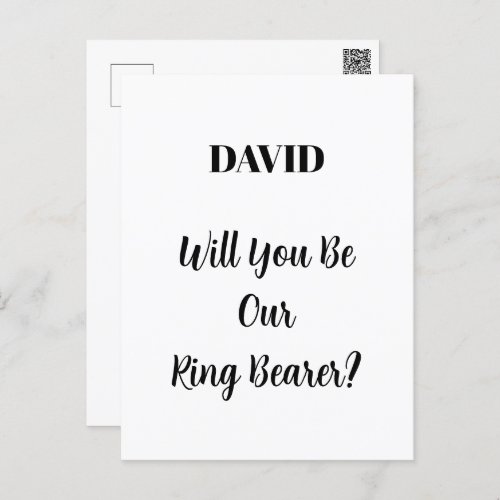 Ringbearer Wedding Simple Minimal Custom Name  Postcard