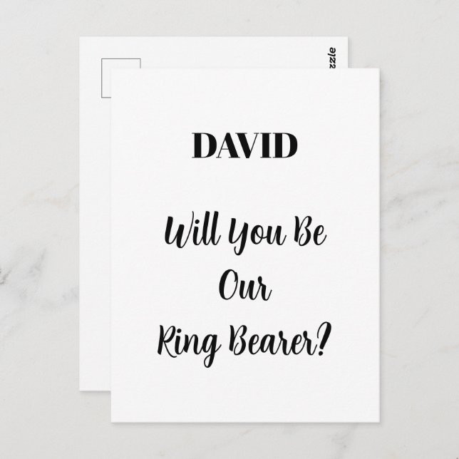 Ringbearer Wedding Simple Minimal Custom Name  Postcard (Front/Back)
