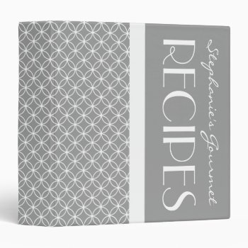 Ringed Diamonds Recipe - Gray White Binder by TrendyKitchens at Zazzle