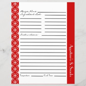 Ringed Diamonds Recipe Inserts - Red White by TrendyKitchens at Zazzle
