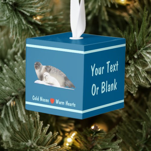 Ringed Seal _ Cold Noses Warm Hearts Cube Ornament