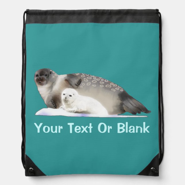 Ringed Seal Drawstring Bag (Front)