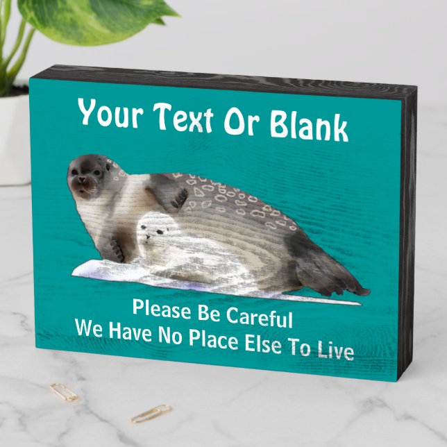 Ringed Seal - On Thin Ice Wooden Box Sign (In Situ Horizontal)