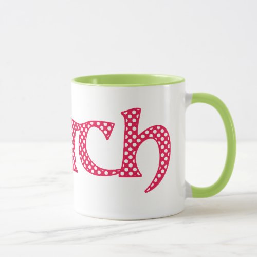 Ringer Coffee Mug Welsh Cwtch with Polka Dots Mug