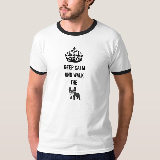 Ringer t-shirt keep calm and walk the french bull (Front)