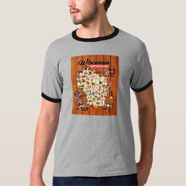 Ringer T - Wisconsin Supper Club Map T-Shirt (Front)
