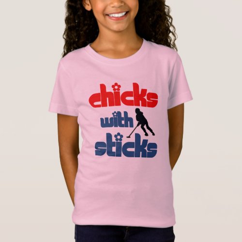 Ringette Chicks With Sticks Girls Ringer T_Shirt
