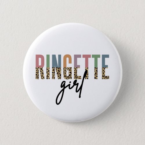 Ringette Girl Cheetah Print  Ringette Player Button