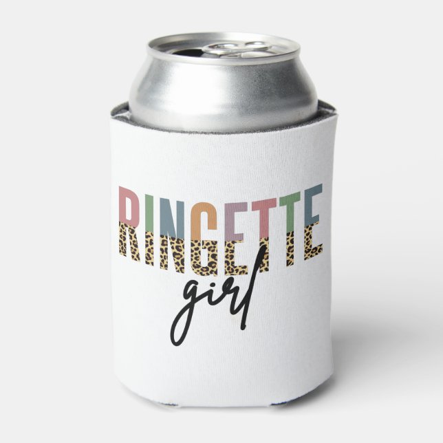 Ringette Girl Cheetah Print | Ringette Player Can Cooler (Can Front)