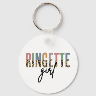 Ringette Girl Cheetah Print Ringette Player Keychain