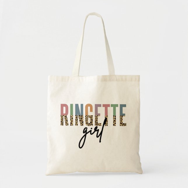 Ringette Girl Cheetah Print | Ringette Player Tote Bag (Front)