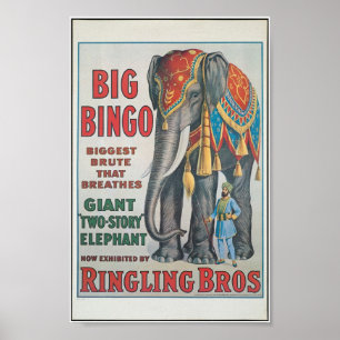 Ringing Bros Big Bingo the elephant Circus Poster