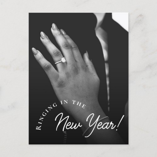 Ringing in the new year 2 Engagement photos Holiday Postcard
