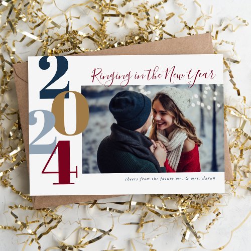 Ringing in the New Year Engagement Photo Card
