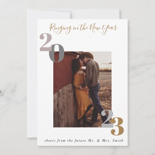 Ringing in the New Year Engagement Photo Holiday C Invitation