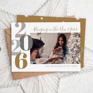 Ringing in the New Year Engagement Photo Holiday Card