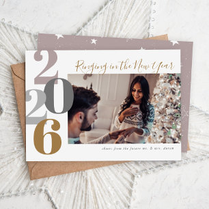 Ringing in the New Year Engagement Photo Holiday Card