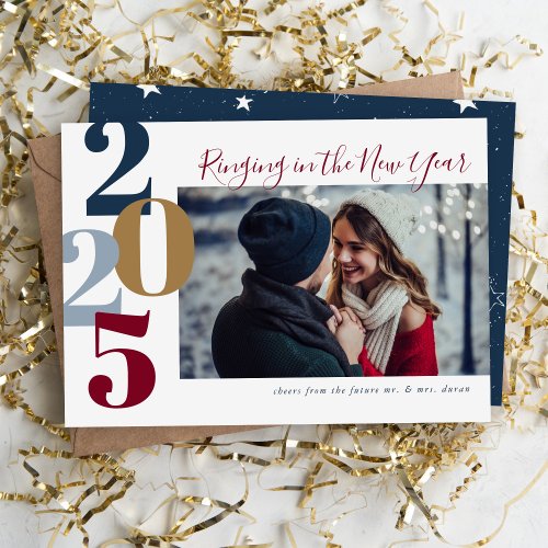 Ringing in the New Year Engagement Photo Holiday Card