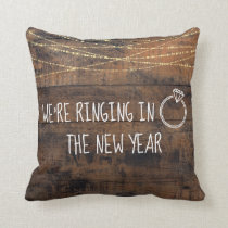 Ringing in the New Year Engagement Save the Date Throw Pillow