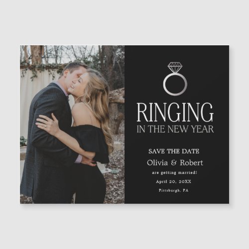 Ringing in the New Year Save the Date Photo Magnet