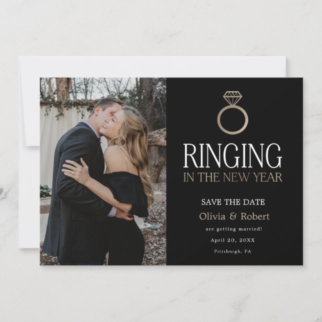 Ringing in the New Year Save the Date with Photo I Invitation (Front)