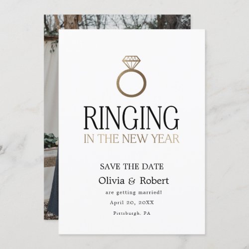 Ringing in the New Year Save the Date with Photo Invitation