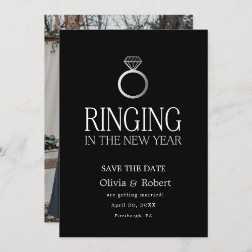 Ringing in the New Year Save the Date with Photo Invitation