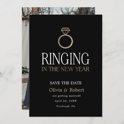 Ringing in the New Year Save the Date with Photo Invitation