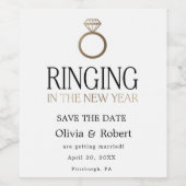Ringing in the New Year Save the Date with Photo Wine Label (Single Label)
