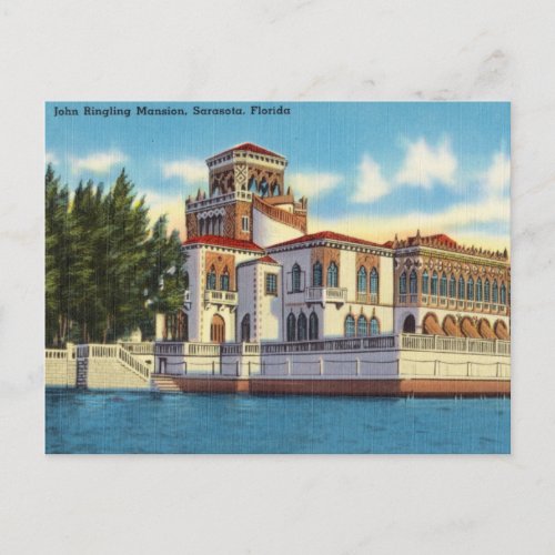 Ringling Mansion Sarasota Florida Postcard