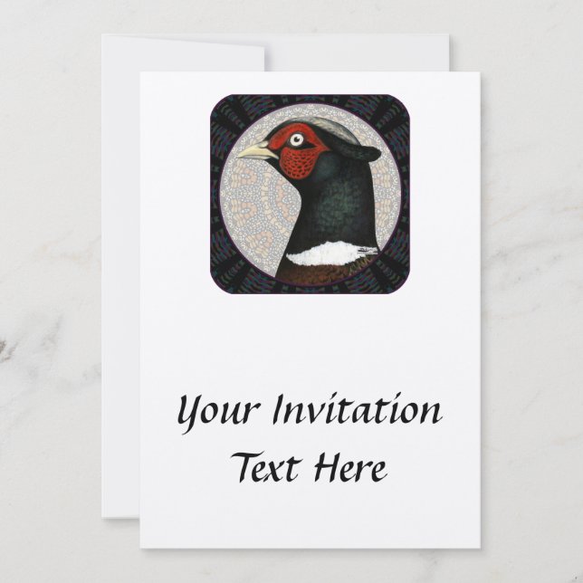 Ringneck Pheasant Circle Invitation (Front)