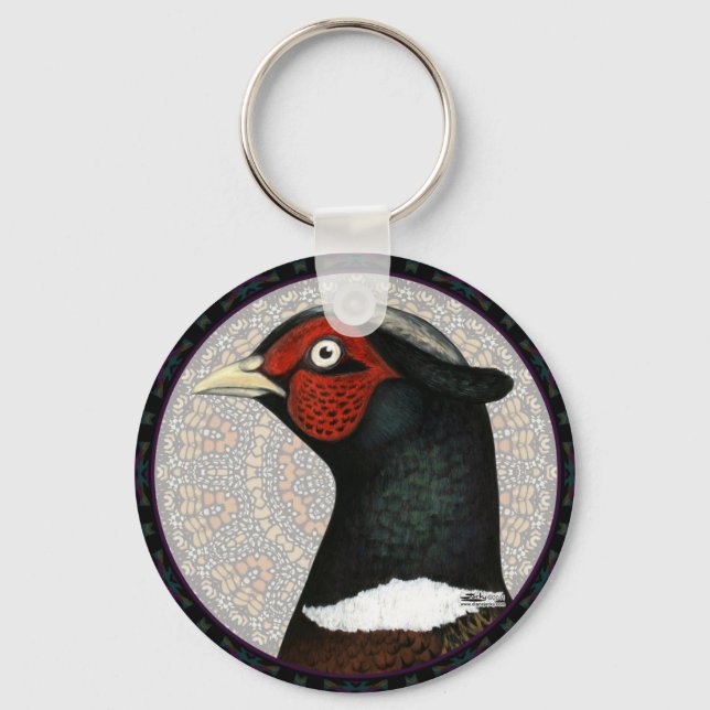 Ringneck Pheasant Circle Keychain (Front)
