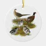 Ringneck Pheasant Family Ceramic Ornament