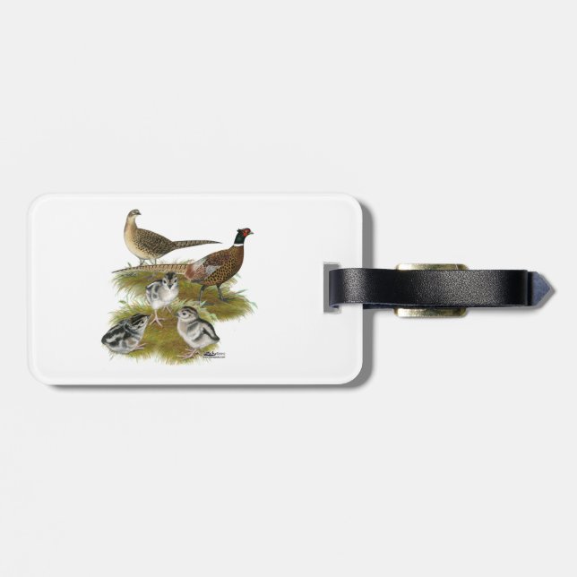 Ringneck Pheasant Family Luggage Tag (Back Horizontal)