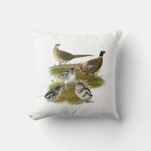 Ringneck Pheasant Family Throw Pillow
