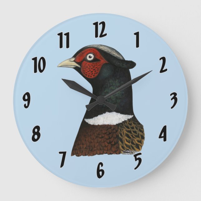 Ringneck Pheasant Head Large Clock (Front)