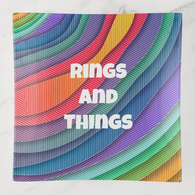 Rings and Things Rainbow Boho Stripes Trinket Tray (Front)