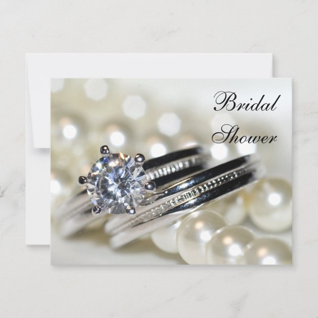Rings and White Pearls Bridal Shower Invitation (Front)