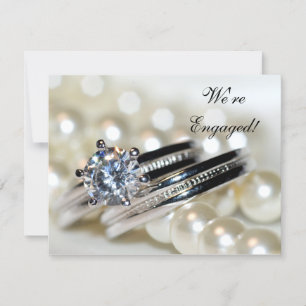Rings and White Pearls Engagement Party Invitation