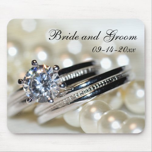 Rings and White Pearls Wedding Mouse Pad