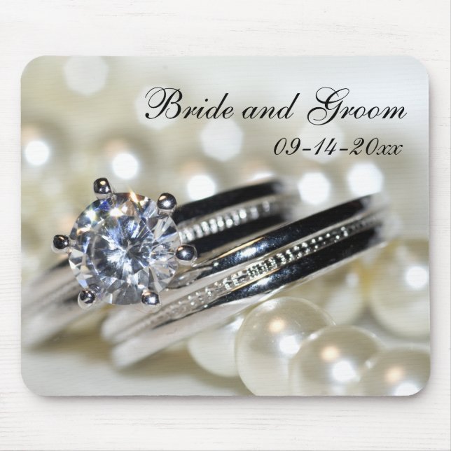 Rings and White Pearls Wedding Mouse Pad (Front)