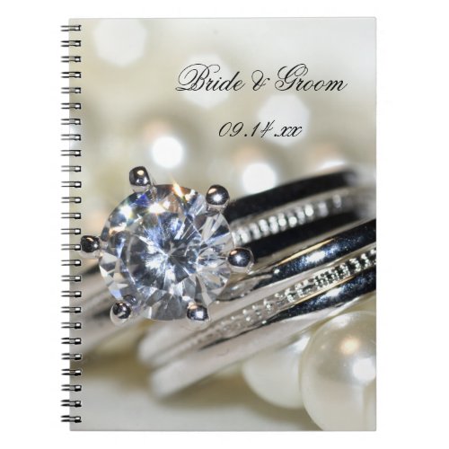 Rings and White Pearls Wedding Notebook