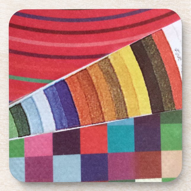 rings, circles, and checks mini collage drink coaster (Front)