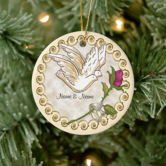 Rings Dove custom Wedding  ornament (Tree)