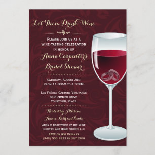 Rings in Wine Glass Bridal Wedding Shower Invitation