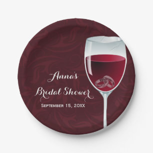 Rings in Wine Glass Bridal Wedding Shower Paper Plates