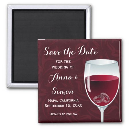 Rings In Wine Glass Wedding Save The Date Magnet