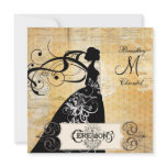 Rings on Gold Silhouette Bride Invitation